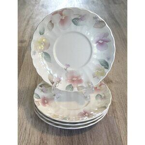 Mikasa Silk Blossoms Set Of 4 Side Plates Floral Dishwasher & Microwave Safe 6”